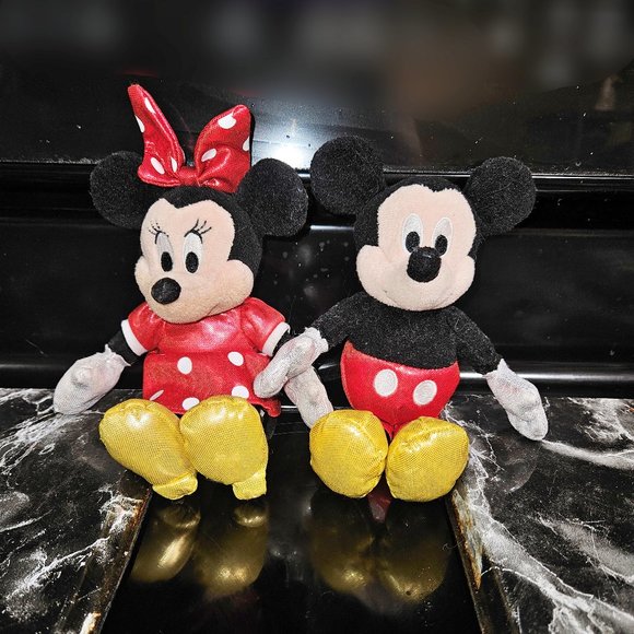 Disney Other - 2019 Disney TY Sparkle MICKEY and MINNIE MOUSE Stuffed Plush Beanbag Toys